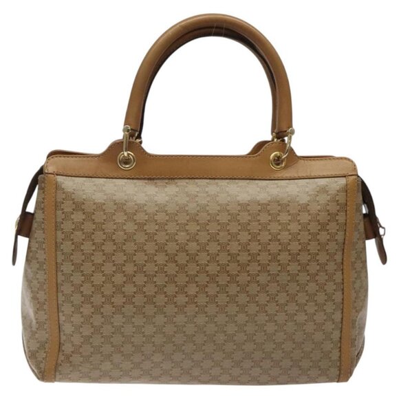 CELINE Macadam Canvas Hand Bag Beige Gold Auth BA1995 - Picture 3 of 16